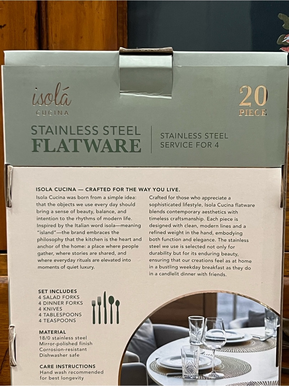New Isola Cucina 20-Piece Stainless Steel Flatware Set – Service for 4 - Picture 2 of 3